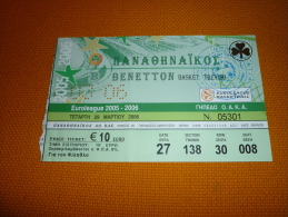 Panathinaikos-Benetton Treviso Italy Euroleague Basketball Ticket 29/3/2006 - Match Tickets