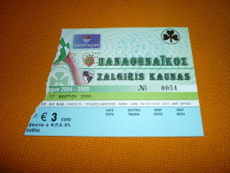 Panathinaikos-Zalgiris Kaunas Lithuania Euroleague Basketball Ticket 17/3/2005 - Match Tickets