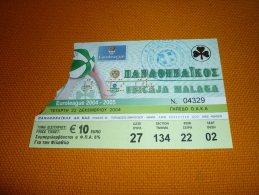 Panathinaikos-Unicaja Malaga Spain Euroleague Basketball Ticket 22/12/2004 - Eintrittskarten