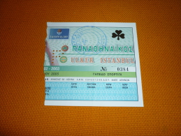 Panathinaikos-Ulker Istanbul Turkey Euroleague Basketball Ticket 2003 - Match Tickets