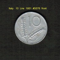 ITALY    10  LIRE  1951  (KM # 93) - 10 Liras