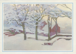 PGR-13-G : A. DONNAY : ## Tuin In De Sneeuw ## : ART,PAINTING,SNOWLANDSCAP E, - Postogram