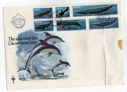 DOLPHIN Dauphin Delfin  On Postmark  Hentiesbaai 25 03  1980 On FDC SWA South West Africa - Dolphins