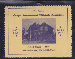 VIGNETTE - EXPO PHILATELIQUE -BELLINGHAM- WASHINGTON -ETATS -UNIS-1957 - Otros & Sin Clasificación