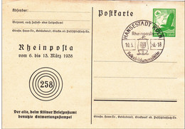 1938 - CARTE ENTIER POSTAL Avec REPIQUAGE De L'EXPO "RHEINPOSTA" à KÖLN - Private Postwaardestukken