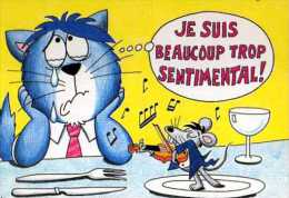 BARBEROUSSE Je Suis Beaucoup Trop Sentimental, Chat A Table, Souris,violon, Verre, Couverts Assiette, Notes De Musique - Barberousse