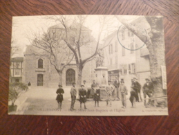 CPA Animée Solliès-Pont.Place Saint Jean Baptiste Et L'église. - Sollies Pont