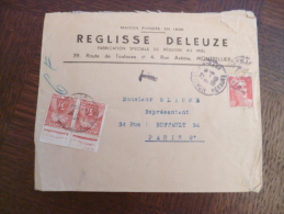 Sur Envelloppe Publicitaire Réglisserie Deleuze Montpellier 2 TP France Type Gandon  6F Rouge Taxée.8/6/1948.Pour Paris - Briefe U. Dokumente