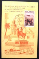 ALGERIE  Exposition Philatelique D'Alger. Yvert PA 13 Sur Carte Maximum.  CAD 10/11/1949 - Cartoline Maximum