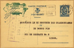 Carte Entier Postal Liège 1943 Directeur Des Charbonnages De Bonne Fin - Postkarten 1934-1951
