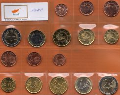 Cyprus 2008 Stg. 16€ Stempelglanz EURO-Einführung Der Staatlichen Münze Zypern Set 1C.-2€ Coins Republik Of South-Kibris - Zypern