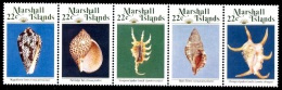 (33) Marshall Isl.  Marine Life / Vie / Shells / Coquillages / Muscheln ** / Mnh  Michel 134-38 - Marshall