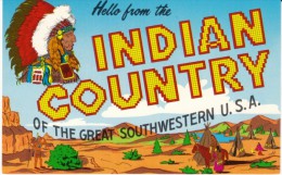 Large Letter Greetings From Indian Country Southwest USA, C1950s/60s Vintage Postcard - Indiens D'Amérique Du Nord