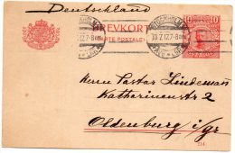 Nr.  614,  Ganzsache  Schweden 1917,  Stockholm Nach Oldenburg - Postal Stationery