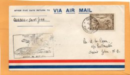 Quebec To Saint John 1929 Canada Air Mail Cover - Premiers Vols