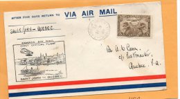 Saint John To Quebec 1929 Canada Air Mail Cover - Eerste Vluchten