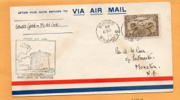 Saint John To Moncton 1929 Canada Air Mail Cover - First Flight Covers