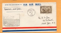 Moncton To St John 1929 Canada Air Mail Cover - Erst- U. Sonderflugbriefe