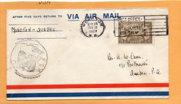 Moncton To Quebec 1929 Canada Air Mail Cover - Primi Voli
