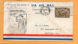 Charlottetown PEI To Moncton 1929 Canada Air Mail Cover - Erst- U. Sonderflugbriefe