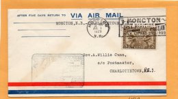 Moncton To Charlottetown 1929 Canada Air Mail Cover - Primi Voli