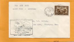 Saint John To Montreal 1929 Canada Air Mail Cover - First Flight Covers