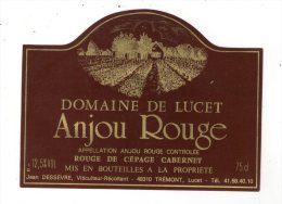 étiquette , ANJOU ROUGE , Domaine De LUCET , J. Dessèvre , 49 , TREMONT - Vino Rosso