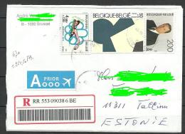 BELGIEN Belgium Belgia Registered Air Mail Letter To Estland Estonia Estonie 2013 - Covers & Documents
