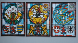 Luxemburg 1302/4 Yt 1252/4 Maximumkarte MK/MC, Orts-ET, Glasfenster Von Auguste Trémont (1892-1980) - Maximumkaarten