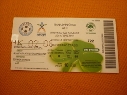 Panathinaikos-AEK Greek Superleague Football Ticket  Stub 5/3/2006 - Tickets & Toegangskaarten