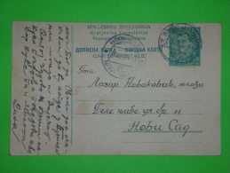 Yugoslavia Kingdom,Stationery Postcard,railway Seal St.Becej-Sombor 170,train Stamp,ambulant Post Office,vintage - Interi Postali