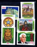 TURKMENISTAN 1992, CULTURE, PRESIDENT ARMOIRIES COLLIER CAVALIER THEATRE, 6 Val,  NON DENTELES / IMPERFORATED. R812 - Turkmenistán