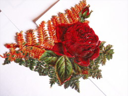 ""  JOLI   DECOUPI GAUFRE FOUGERE  ROSE "" 13  Cm - Fleurs