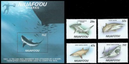 (002+08 T) Niuafo'ou  Fish / Poissons / Fische / Vissen / Haie / Sharks / Requins  ** / Mnh  Michel 94-97 + BL 5 - Tonga (1970-...)