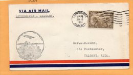 Lethbridge To Calgary 1931 Canada Air Mail Cover - First Flight Covers