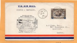 Siscoe To Pascalis 1932 Canada Air Mail Cover - Eerste Vluchten