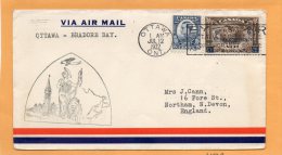 Ottawa To Bradore Bay 1932 Canada Air Mail Cover - Eerste Vluchten