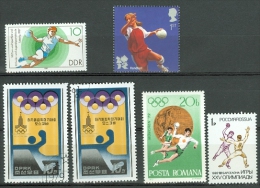 Lot 09 De 6 Timbres HAND BALL : Corée - Roumanie - Russie - Allemagne - Grande Bretagne - Sport Olympique - Balonmano