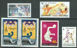 Lot 09 De 6 Timbres HAND BALL : Corée - Roumanie - Russie - Allemagne - Bulgarie - Sport Olympique - Balonmano