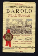 # BAROLO ALBA 1964 Wine Label Italy, Wein Vino Vin Etiquettes Etiquetas Etikett Castle - Castillos