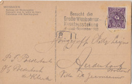 INFLA: DR 224a EF Auf AK: Kurhaus, Mit Gelegenheits-Stempel(Filb Randt 346): Wiesbaden -/*1d ...Kunstausst...19.9.1922 - Altri & Non Classificati