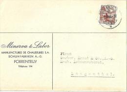 Motiv Karte  "Minerva&Labor, Chaussures, Porrentruy"              1946 - Cartas & Documentos