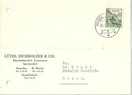 Motiv Karte  "Lüthi, Eichholzer, Haushaltartikel, Scuol/Schuls"              1949 - Covers & Documents