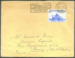 Lettre Affranchie 1Fr.75. (Basilique De KOEKELBERG)  Obl. Mécanique De BRUXELLES 1 Sur Lettre Du 14-X-1938 Vers Rennes - Storia Postale