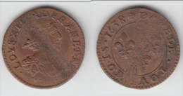 **** DOUBLE-TOURNOIS 1638 LOUIS XIII - ATELIER INDETERMINE **** EN ACHAT IMMEDIAT !!! - 1610-1643 Lodewijk XIII Van Frankrijk De Rechtvaardige