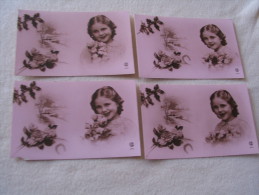 Lot De 4 Cartes PETITE FILLE (1 Carte Dechirure) - Verzamelingen & Reeksen