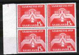 Saarland 1959 Mi 447 ** Viererblock[121013L] @ - Unused Stamps