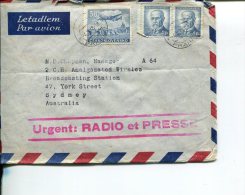 (400) Ceskoslovakia To Australia Commercial Cover - Posted In 1948 With Urgent Radio Et Presse Red Postmark - Lettres & Documents