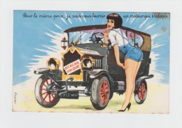 Humoristique - Femme Pin´up Sexy Voiture à Manivelle Mécano Outils - Carriere 1400 - Occasion Unique - Carrière, Louis