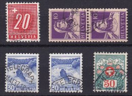 Schweiz Heimat  Spezielle Stempel Lot Mit 6 Marken Frei-Porto Marken Mit 8-Eckstempel - Sammlungen